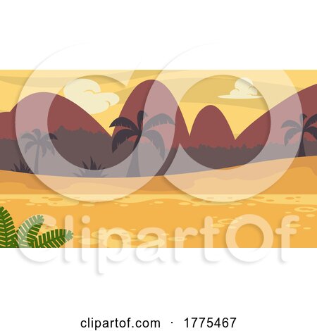 Cartoon Tropical Mountain Background by Hit Toon