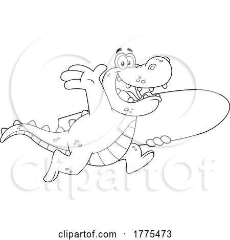 Cartoon Black and White Surfer Crocodile by Hit Toon