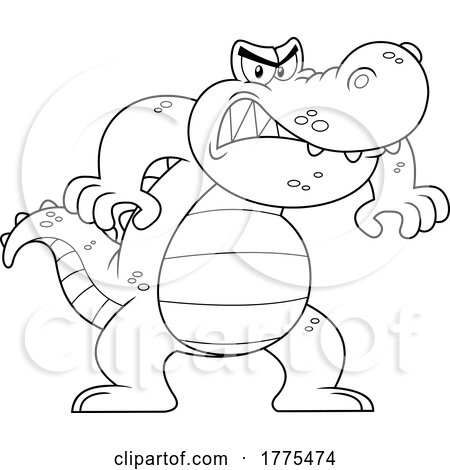 Cartoon Black and White Angry Crocodile by Hit Toon