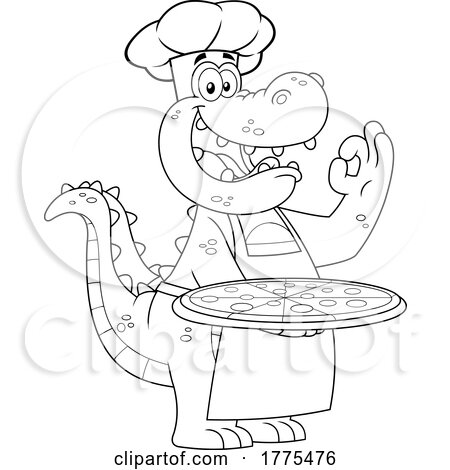 Cartoon Black and White Chef Crocodile by Hit Toon