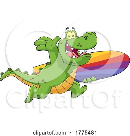 Cartoon Surfer Crocodile by Hit Toon