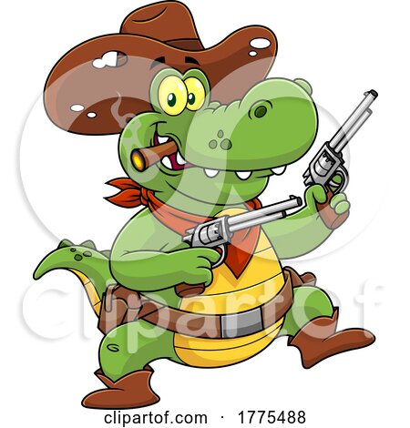 Cartoon Cowboy Crocodile by Hit Toon