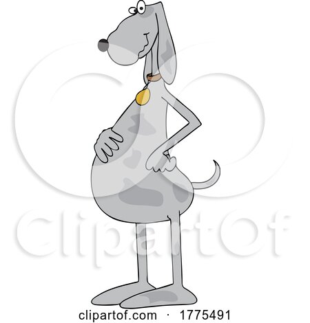 Cartoon Dog Standing Upright with Paws on Hips by djart