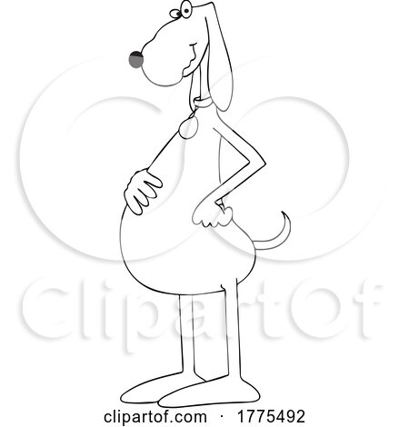 Cartoon Black and White Dog Standing Upright with Paws on Hips by djart