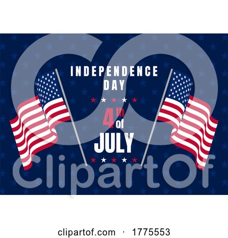4th July - Independence Day Background with Waving American Flags by KJ Pargeter