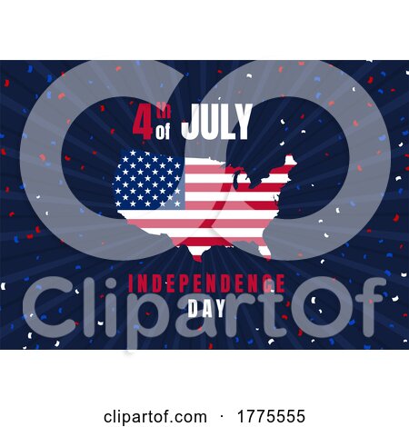 4th July Background with American Flag and Confetti Design by KJ Pargeter