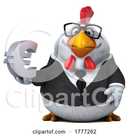 3d White Business Chicken, on a White Background by Julos