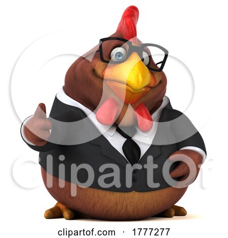 3d Brown Chicken, on a White Background by Julos
