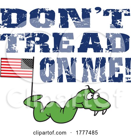 Cartoon Snake with an American Flag and Dont Tread on Me Text by Johnny Sajem