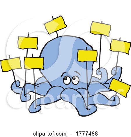 Cartoon Octopus Holding Signs by Johnny Sajem