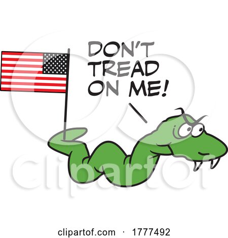 Cartoon Dont Tread on Me Snake with an American Flag by Johnny Sajem