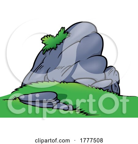 Cartoon Boulder and Green Grass by dero