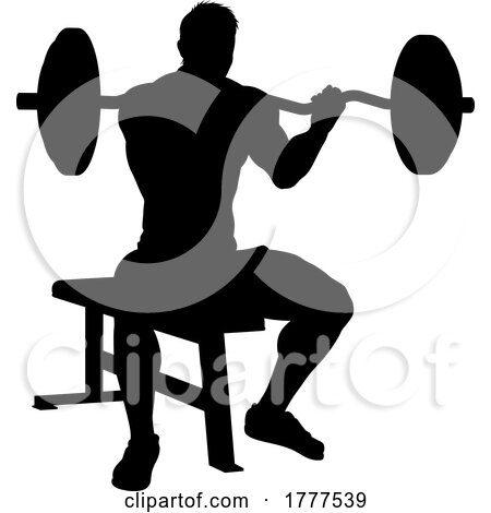 Weight Lifting Man Weightlifting Silhouette by AtStockIllustration