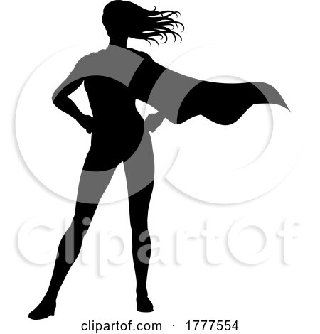 Super Hero Silhouette Superhero Cape Woman by AtStockIllustration