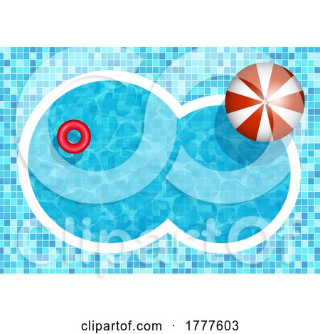 Swimming Pool Background with Umbrella and Rubber Ring by KJ Pargeter