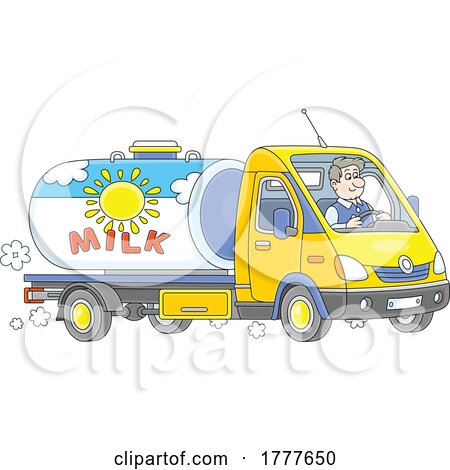 Cartoon Milk Truck Driver by Alex Bannykh