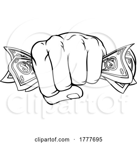 Money Fist Hand Holding Dollars Full of Cash by AtStockIllustration