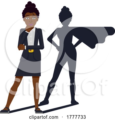 Black Hero Woman with Superhero Shadow Concept by AtStockIllustration