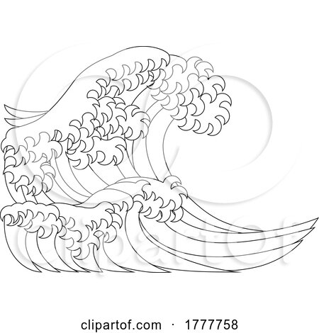 A Japanese Great Wave Outline Coloring Book Page by AtStockIllustration
