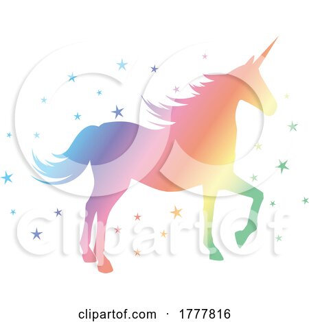Silhouette of a Unicorn with Rainbow Colours by KJ Pargeter