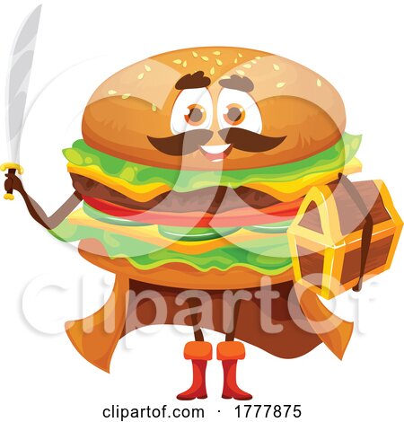 Pirate Burger Mascot by Vector Tradition SM