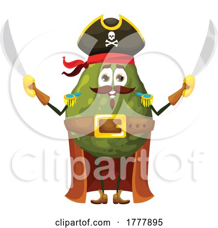 Avocado Pirate Mascot by Vector Tradition SM
