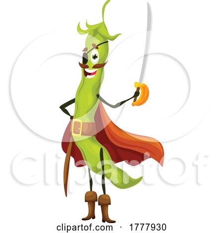 Pirate Bean or Pea Pod Mascot by Vector Tradition SM