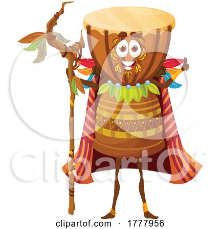 African Shaman Bongo Drum Mascot by Vector Tradition SM