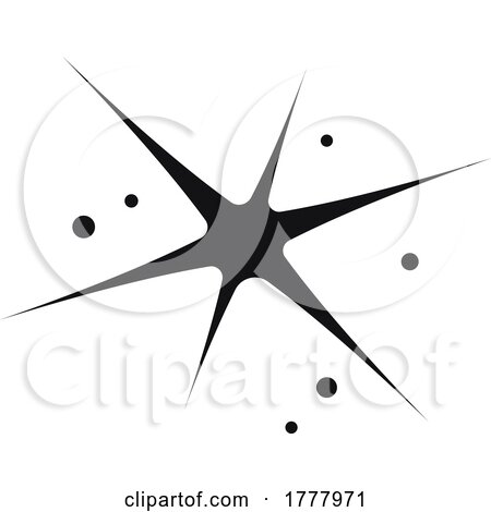 Black and White Vintage Star Sparkle Design Element by Vector Tradition SM