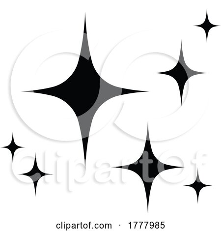 Black and White Vintage Star Sparkle Design Element by Vector Tradition SM