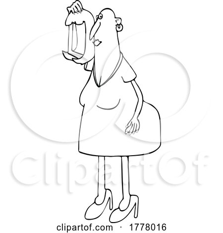 Cartoon Woman Bald from Chemo and Holding a Wig by djart