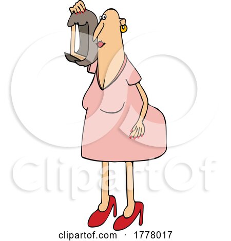 Cartoon Woman Bald from Chemo and Holding a Wig by djart