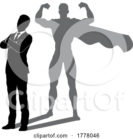 Superhero Business Man with Super Hero Shadow by AtStockIllustration