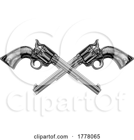 Cowboy Guns Western Pistols Old Vintage Revolvers by AtStockIllustration