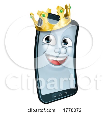 Mobile Phone King Crown Cartoon Mascot by AtStockIllustration