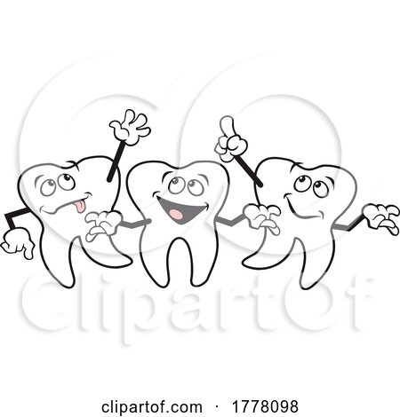 Cartoon Group of Happy Teeth Characters Dancing by Johnny Sajem