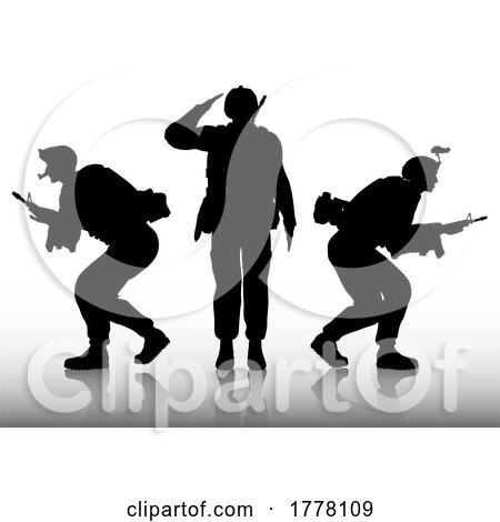 Silhouettes of Soldiers on a White Background by KJ Pargeter