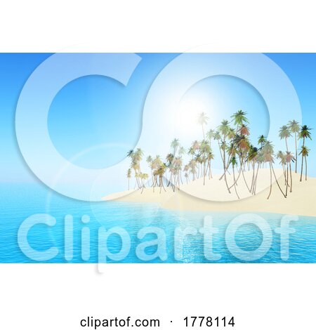3D Summer Landscape Background with Palm Tree Island by KJ Pargeter