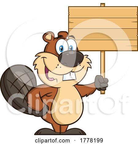 Cartoon Squirrel, Holding a Blank Sign by Hit Toon