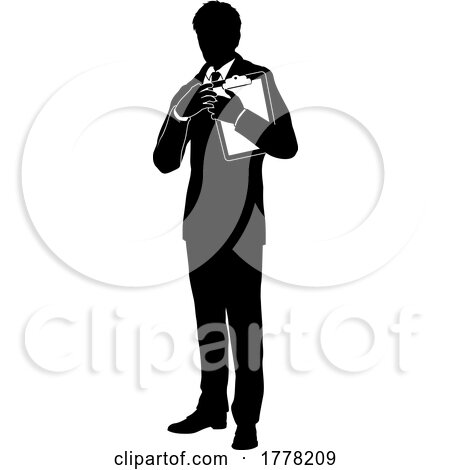 Business People Man with Clipboard Silhouette by AtStockIllustration