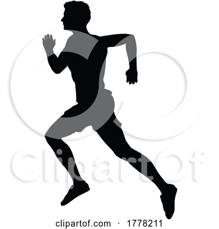 Silhouette Runner Man Sprinter or Jogger Person by AtStockIllustration