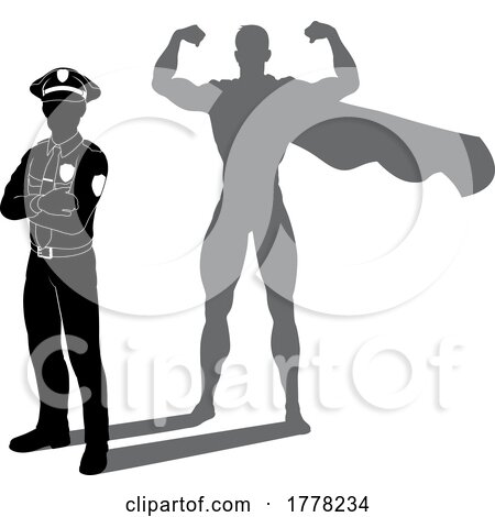 Superhero Police Man Policeman Super Hero Shadow by AtStockIllustration