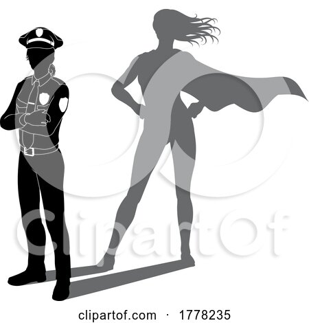 Superhero Police Woman Officer Super Hero Shadow by AtStockIllustration