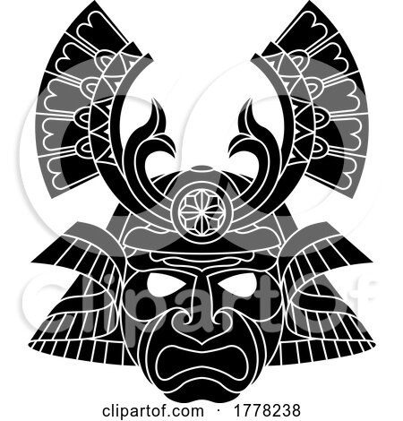 Samurai Mask Japanese Warrior Helmet Illustration by AtStockIllustration