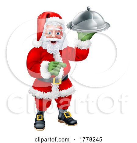 Santa Claus Father Christmas Chef Cloche Food Tray by AtStockIllustration
