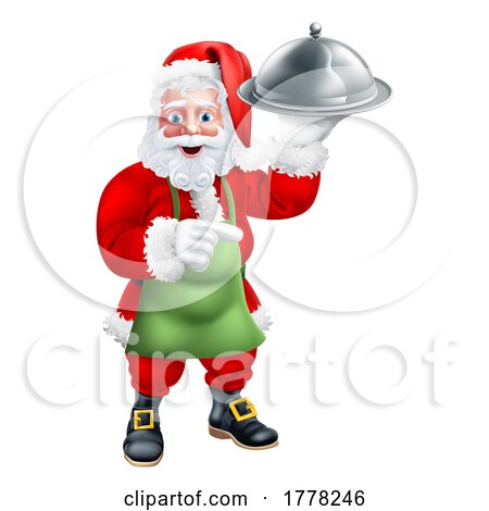 Santa Claus Father Christmas Food Cloche Cartoon by AtStockIllustration