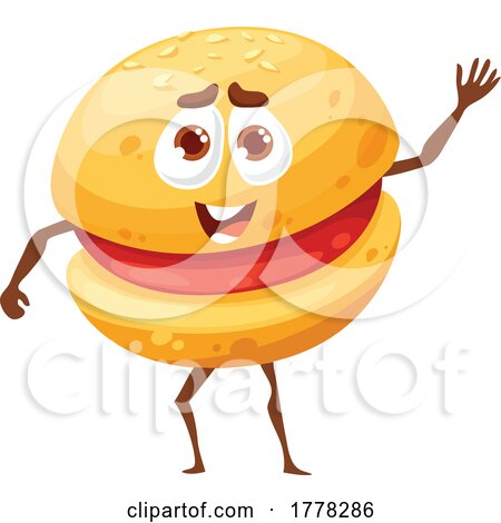 Waving Burger Food Mascot by Vector Tradition SM