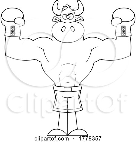 Cartoon Black and White Bull Fighter Mascot Character by Hit Toon