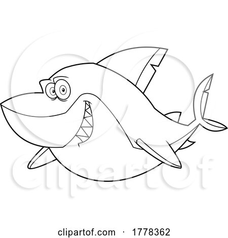 Cartoon Black and White Shark by Hit Toon