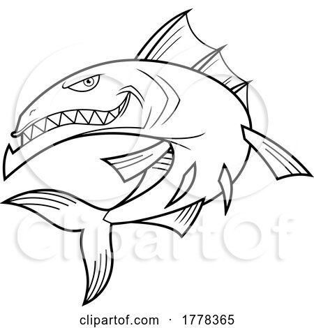 Cartoon Black and White Tough Angry Barracuda by Hit Toon
